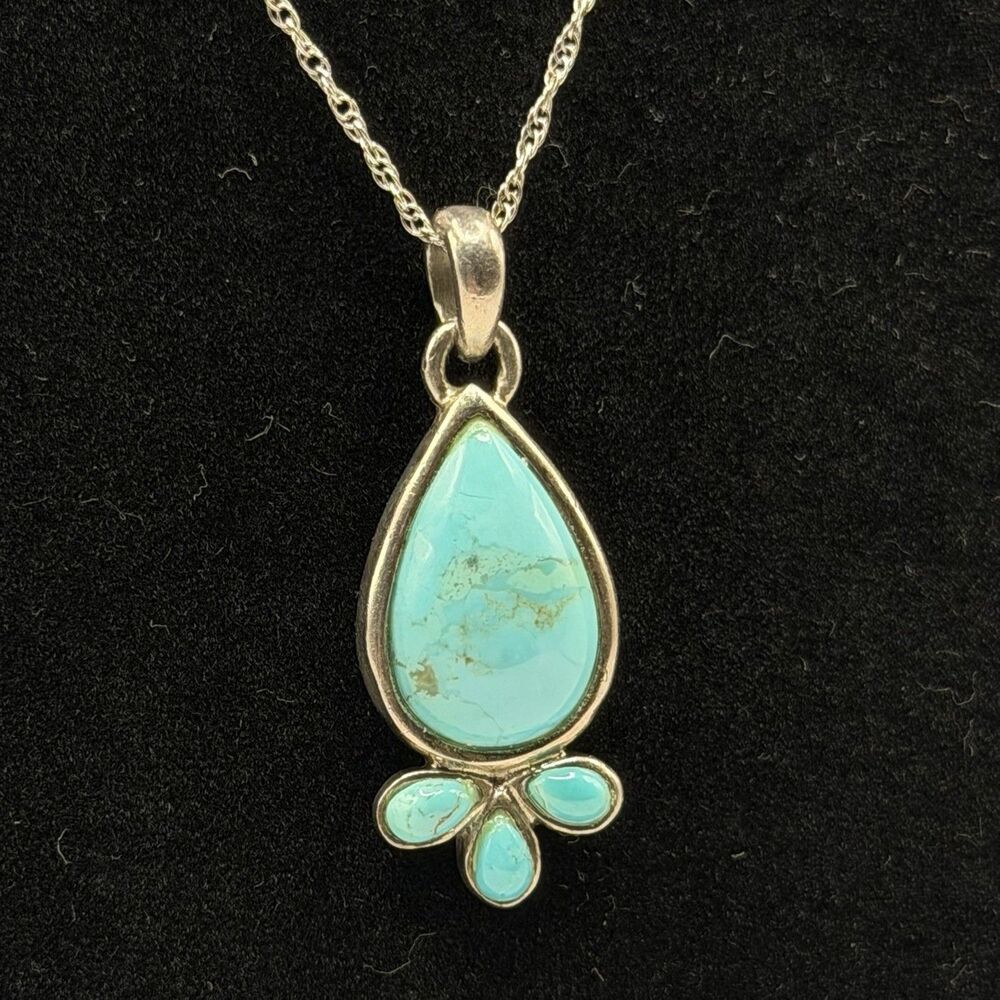 925 Sterling Silver C Barse Turquoise Pendant Necklace 18 Inch